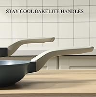 Vista 8 de PRICUSIS Sartén de cerámica antiadherente con tapa, sartén no tóxica, sartén para huevos saludables, sartén antiadherente para tortillas, sartén Gris