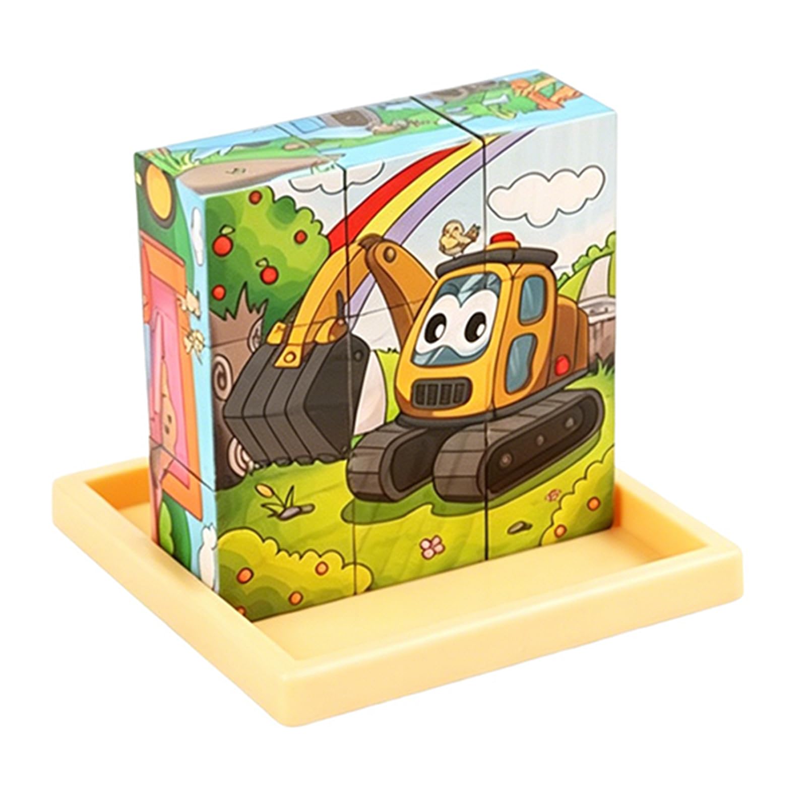 BYYLECL Educational Wooden Jigsaw Puzzles,Nine-Piece Six-Sided Painting 3D Stereo Puzzle Kindergarten Kidsren Assembled Flip Wooden Toy 11.8x11.8x3.5cm