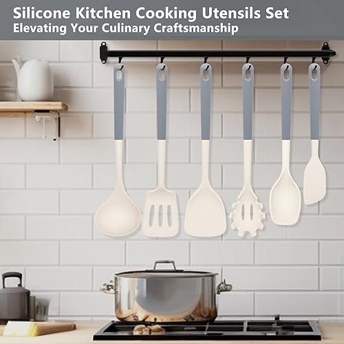 Miniatura 7 de Juego de utensilios de cocina de silicona, 6 piezas resistentes al calor, utensilios de cocina antiadherentes sin BPA, esenciales aptos para