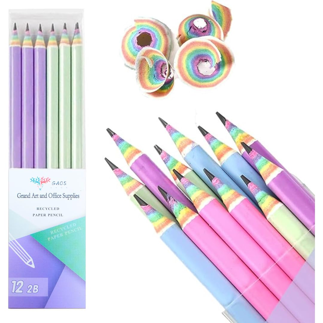 (Amazon.co.jp Exclusive) Pencils, 2B Pencil Pencils, Set of 12, Rainbow, Colorful, Stationery, Cute, Elementary School, Fun, Rainbow Pencils, Gift, SDGs Product, Eco stationery (2B) : Office Products