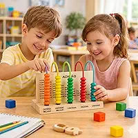 Ábaco Infantil Montessori de Madeira Brinquedo Educativo de Matemática e Coordenação Motora para Crianças