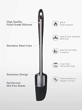 Silicone Long handle Jar Spatula Bundle- small spatula/Scraper & Spoonula mIni/Scooper