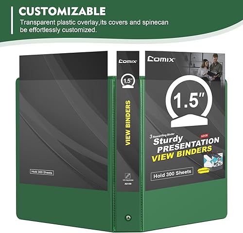 Vista 71 de COMIX Carpeta de 3 anillos de 1 pulgada con cubierta transparente, carpeta de vista de 1 pulgada con capacidad para 200 hojas de papel tamaño carta