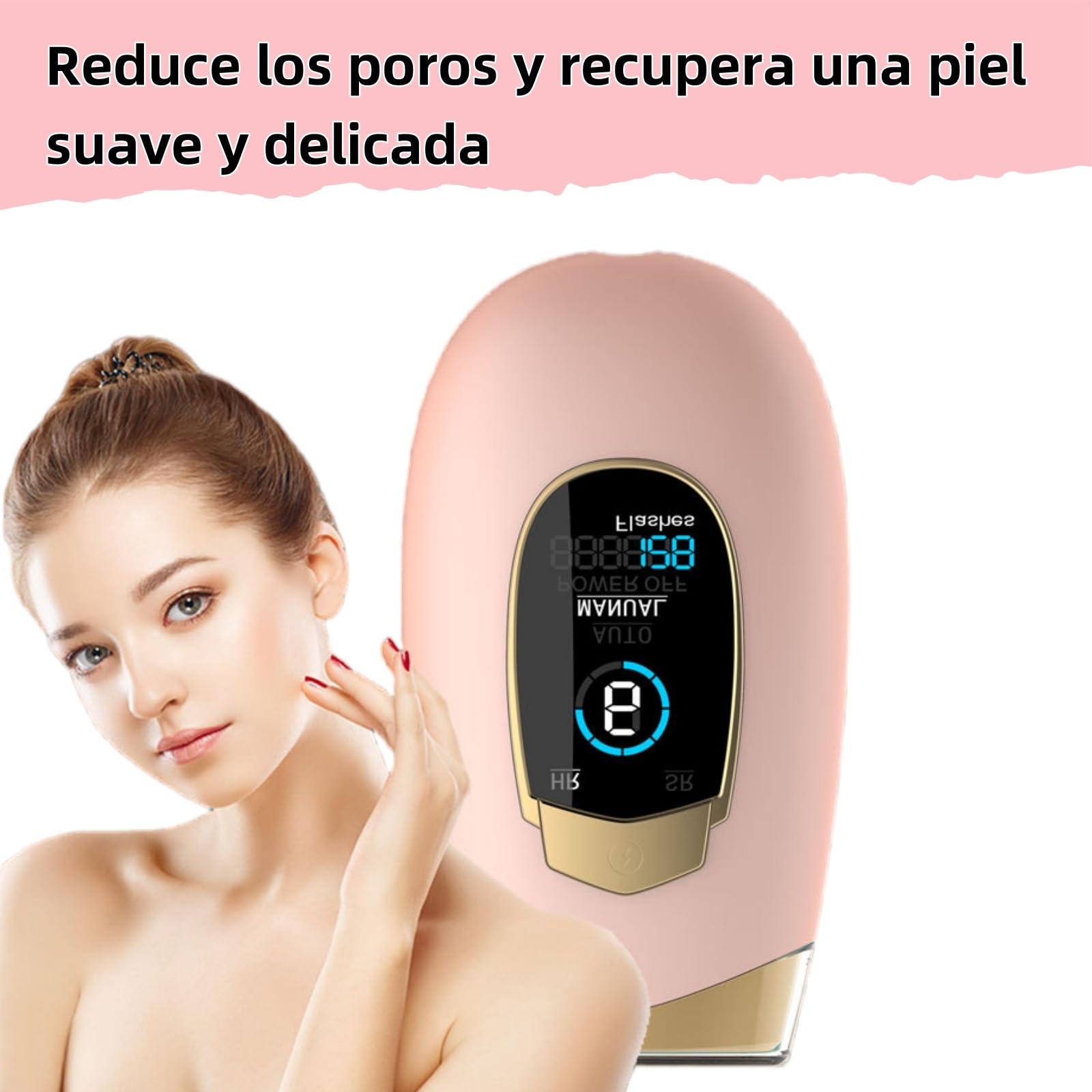 Depiladora láser 2 en 1 con tecnología avanzada de luz pulsada para mujer y hombre, depilación duradera en cara, cuerpo y zona bikini, depiladora luz pulsada de uso doméstico (Color beige)