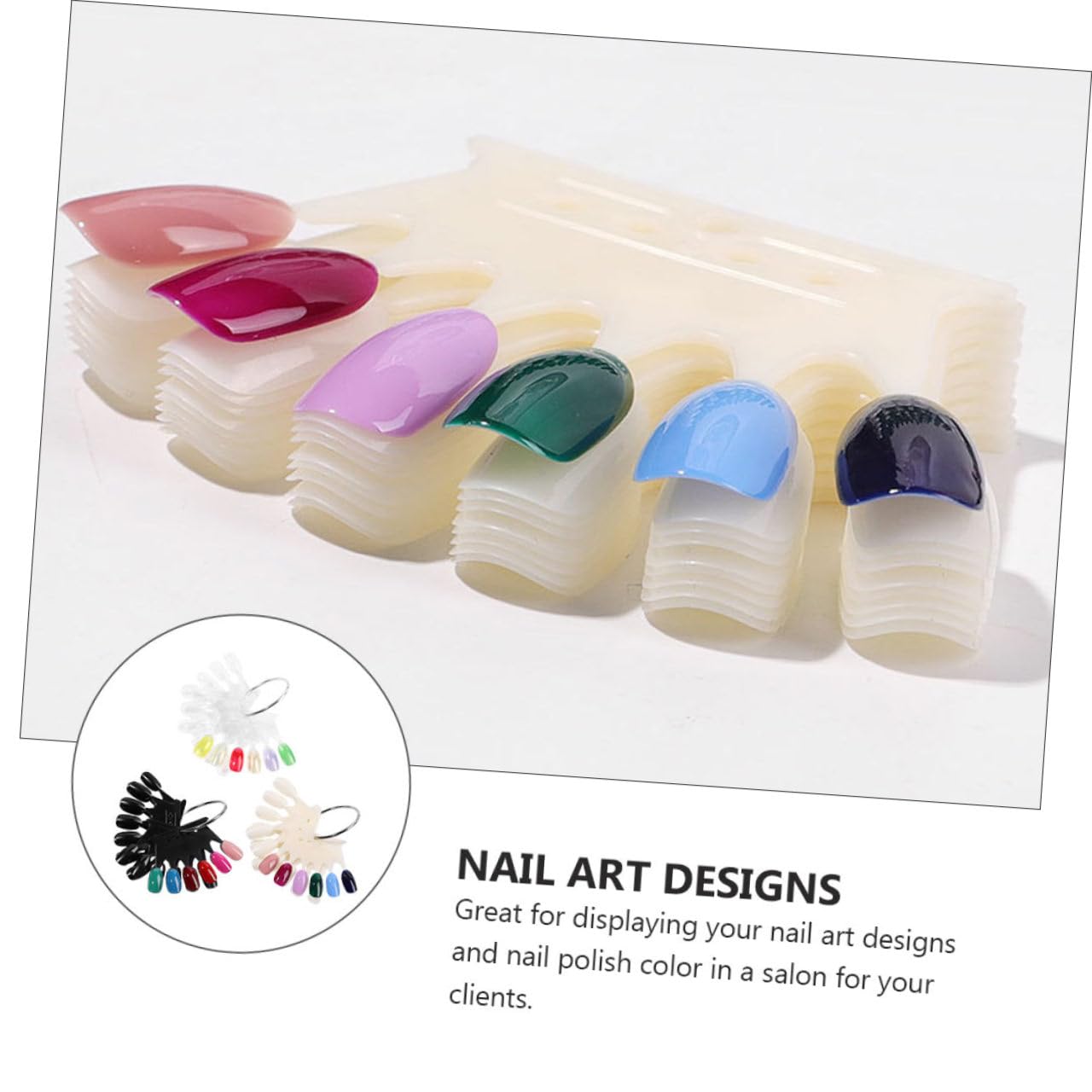 Crown Shaped Nail Display Cards 2 Sets of Fake Nail Practice Sticks Home and Shop Use Color Matching Feature