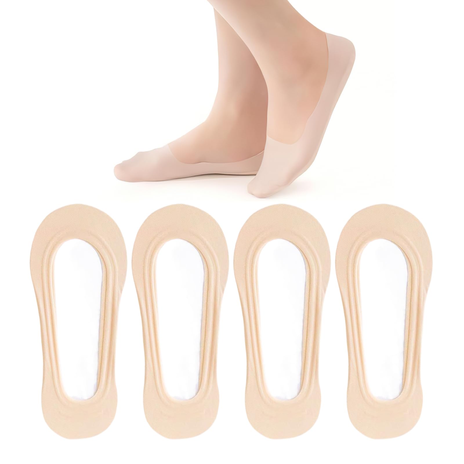 Generic5 Pairs No Show Socks Women, Ultra Low Cut Footsies Liner Socks, Invisible Non-Slip Boat Socks for Sneaker High-heel Shoes