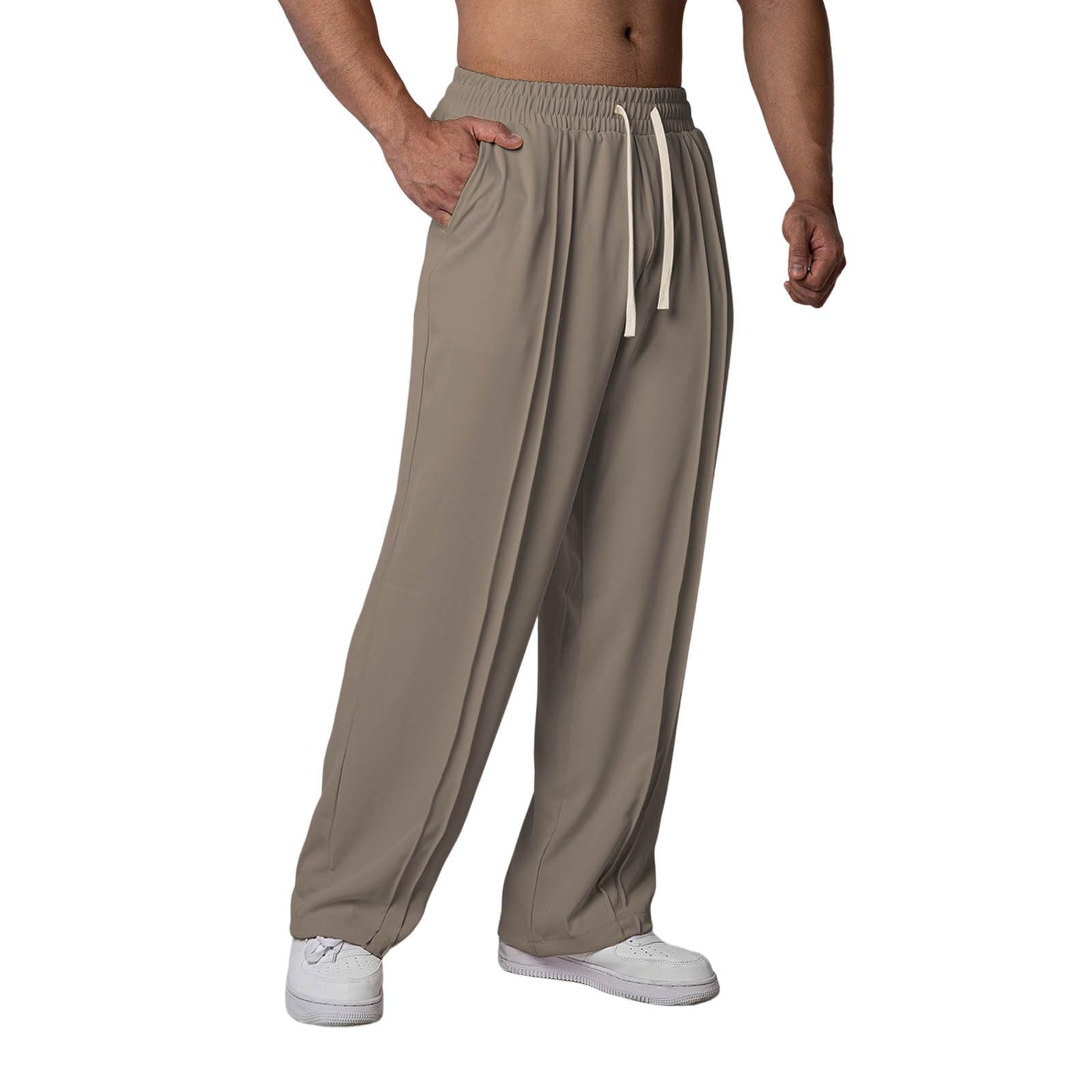 Sweatpants for Men Baggy Wide Leg Sweat Pants Lightweight Elastic Waist Track Pants Pockets Workout Gym Casual Clothes