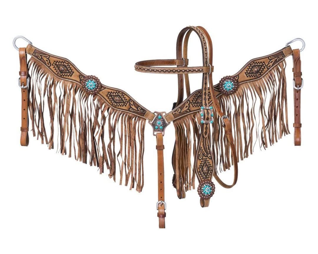 Ensemble de bride et bricole western Hair-on Floral Frontier