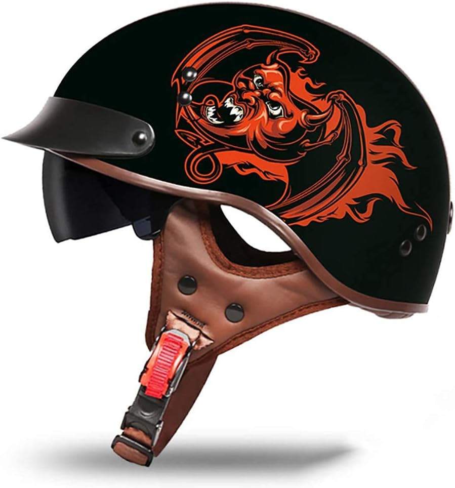 ハーフヘルメットオートバイ輪郭を描かれたオープンフェースヘルメット 四季スクープヘルメットの性格半分ハーフヘルメットのためのハーフヘルメットのためのハーフヘルメット ドット エク承認済み 保護 B Color 高品質 Size 2xl ハーフヘルメットオートバイ輪郭を描かれたオープンフェースヘルメット 四季スクープヘルメットの性格半分ハーフヘルメットのためのハーフヘルメットのためのハーフヘルメット ドット エク承認済み 保護 B Color 高品質 Size 2xl