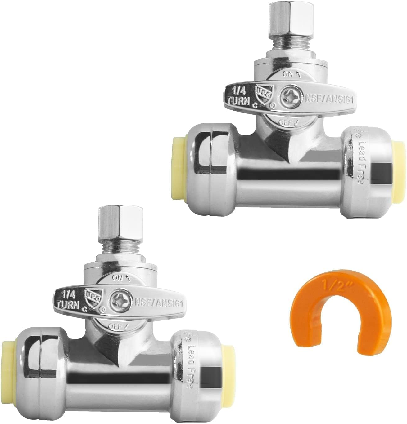 WiseWater 3/8" x 3/8" x 3/8" Tee Valve, 2 PACK, Heavy Duty Brass Angle Stop Add-A-Tee Valve, Shut Off Valve for Refrigerator, Ice Maker, Coffee Brewers, Bidet, Water Filter System