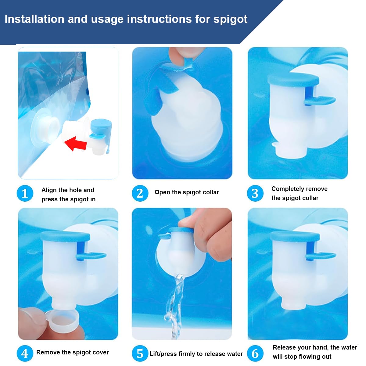 Tanica per acqua pieghevole con rubinetto 5L 2 pezzi, contenitore per acqua pieghevole per acqua potabile con maniglia, contenitore per acqua con coperchio ermetico per escursioni, picnic