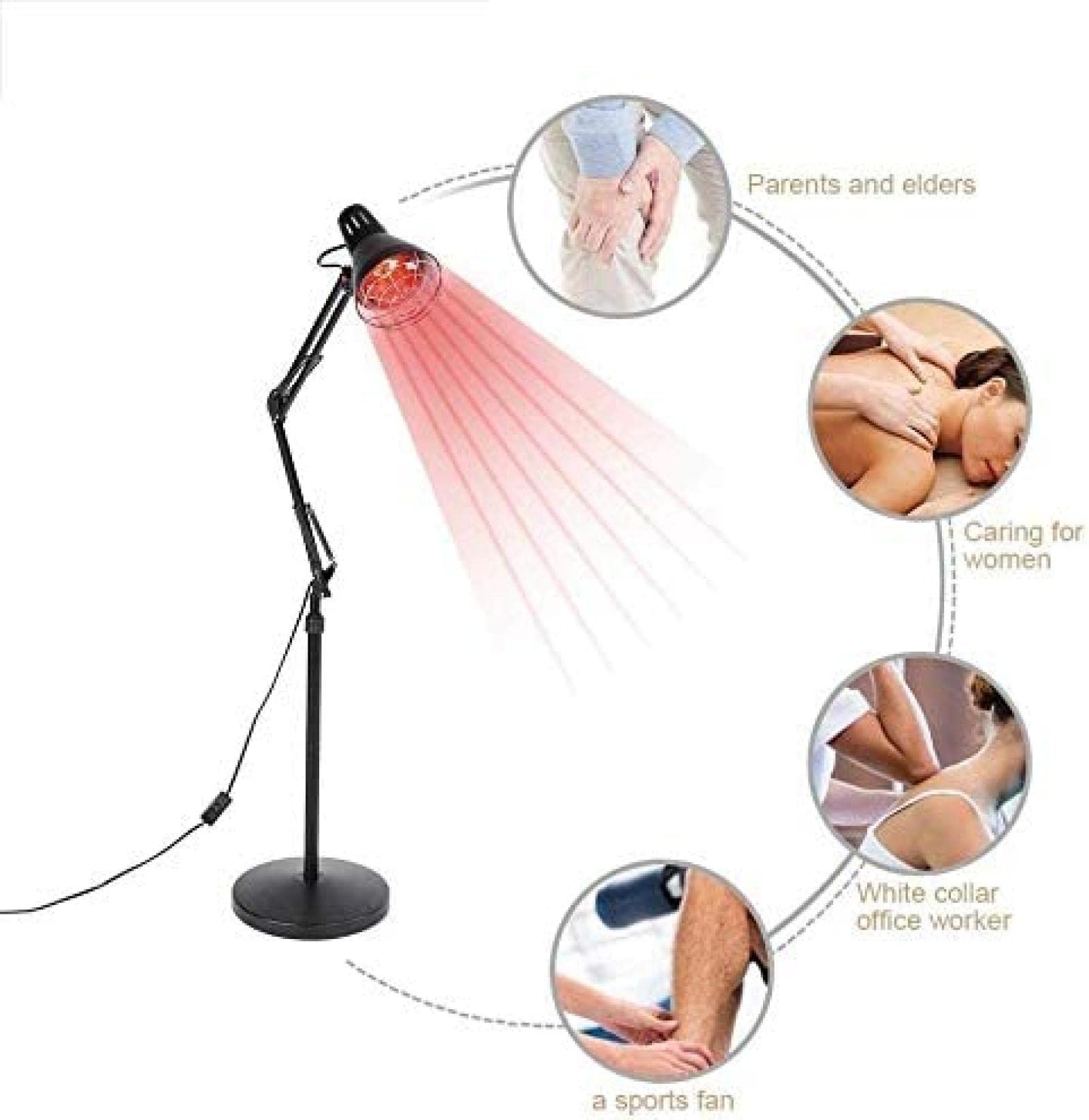 Lampe Chauffante à Chaleur Rouge Infrarouge Thérapie de la Lampe de la Lampe Verticale Température Fixe Gras Analgésie Anti-Inflammatoire Soulage les Muscles, ESBANT