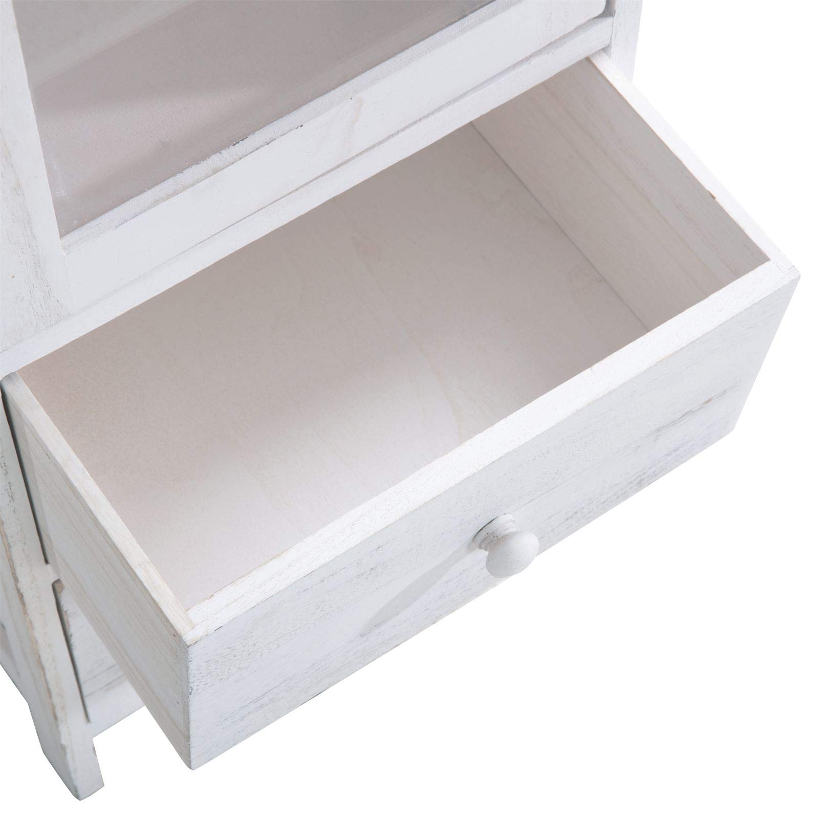 CARO-Möbel Vitrine ETANIA im Vintage Look Vitrinenschrank Kommode in weiß mit 1 Tür, 2 Schubladen