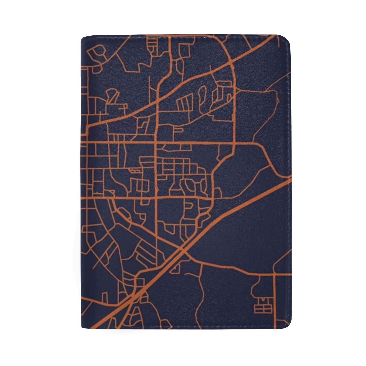 Passport Holder Cover Auburn Map- Leather ID Card Case Travel Wallet Document Organizer, WangH 6.5" x 4.5"
