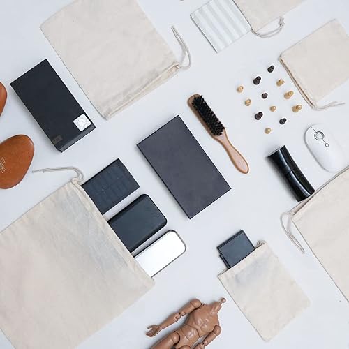 Miniatura 4 de BigLotBags Bolsas de muselina de algodón de alta calidad, 100% algodón orgánico con un solo cordón. Bolsas de muselina natural reutilizables y