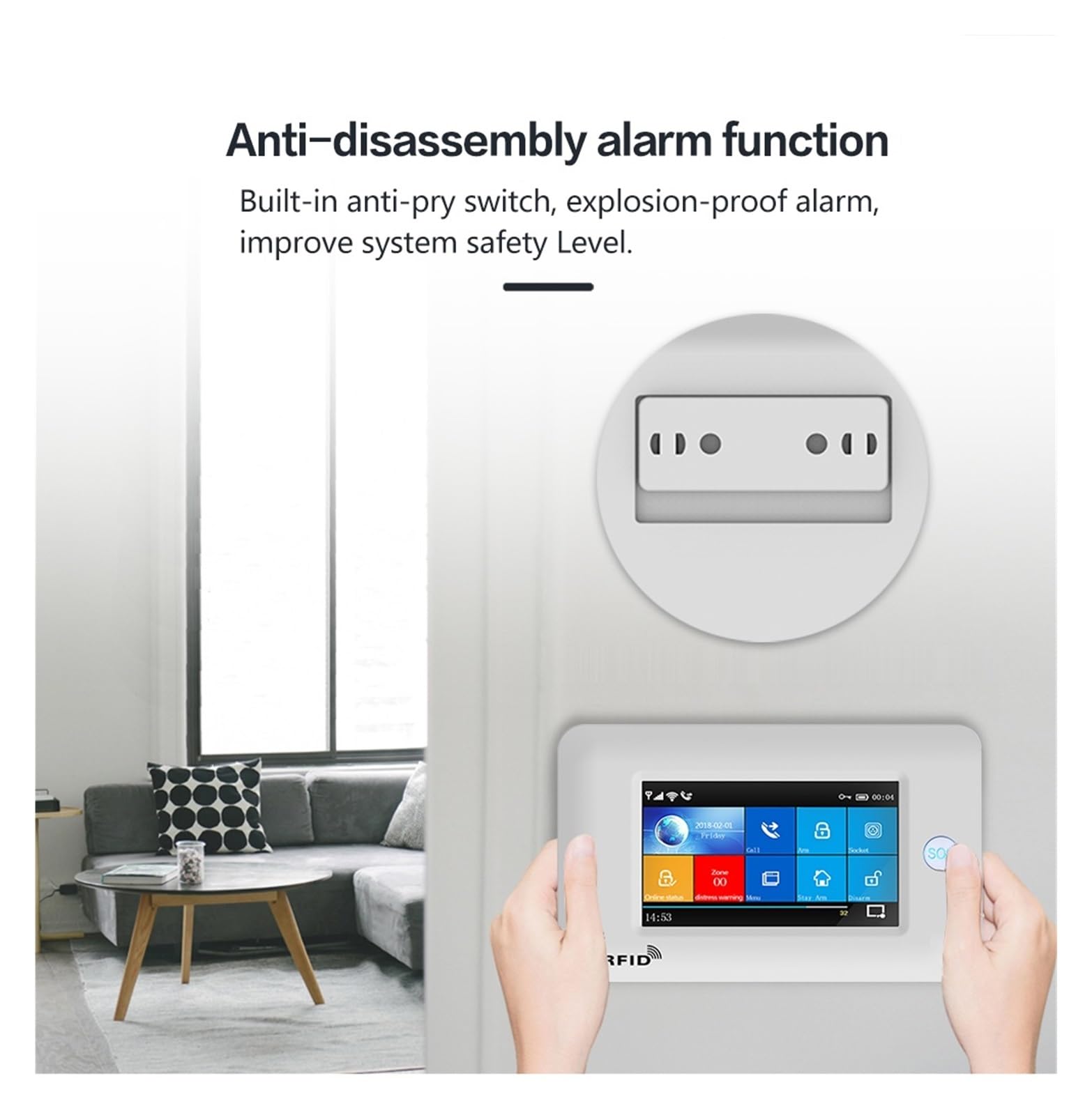 Alarma Inteligente, de alarma GSM, kit inalámbrico seguridad for el hogar, compatible con aplicación remota, Control sensores movimiento RFID(Set 4)