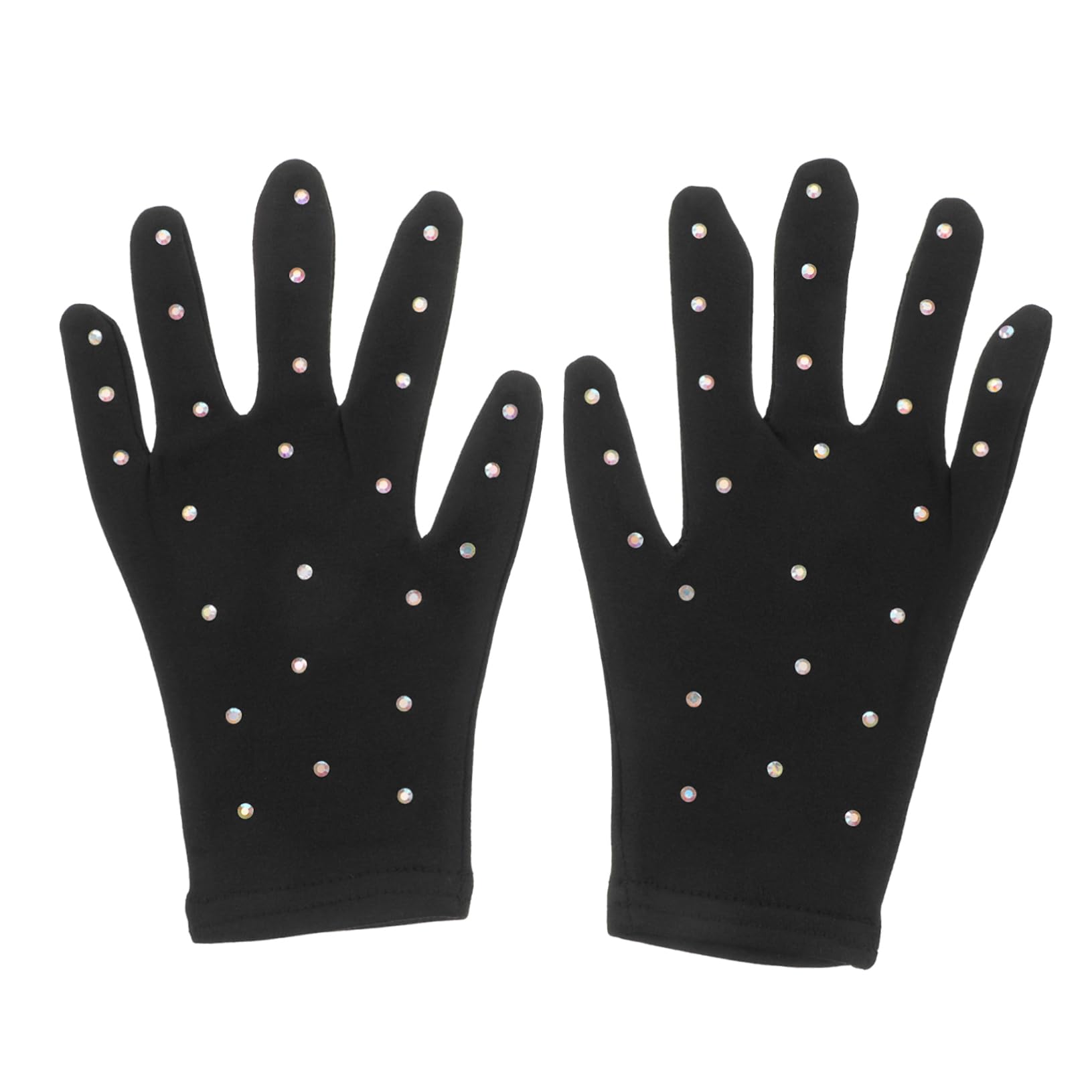 BRIGHTFUFU 1Pair Figure Skating Performance Gloves for Breathable Comfortable Stage Gloves with Rhinestone Decor for Cosplay Carnival Masquerade and Halloween Events