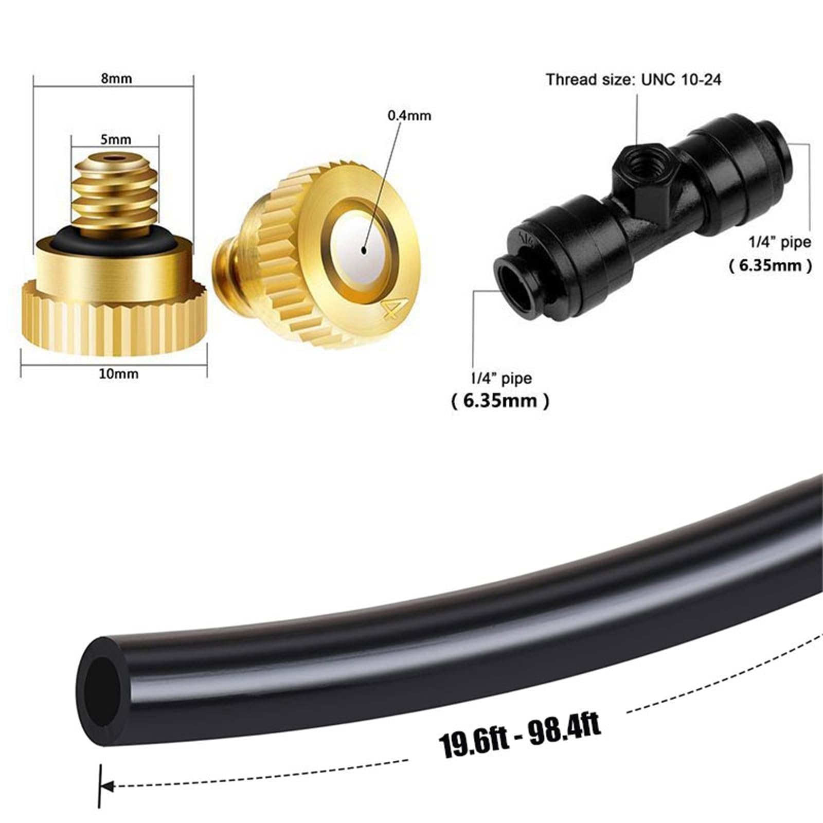 Sisteme di irrigazione da giardino, Misting Line + ugelli nebulizzatori in Ottone + Un Adattatore in Ottone, Kit Nebulizzatori da esterno, per giardino, serra, ombrellone ( Size : 8M(26.2ft)-10 nozzle