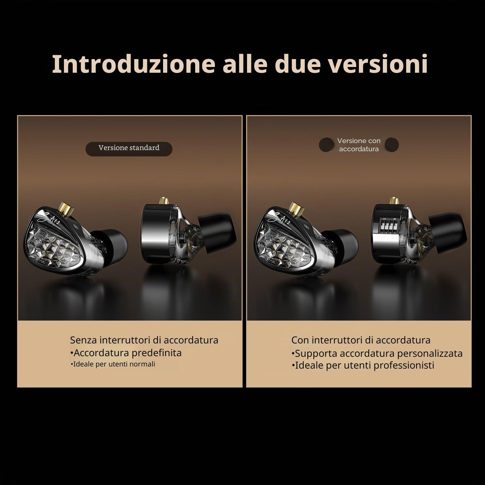 KINBOOFI KZ ZA12 Auricolari cablati, 2DD e 4BA Hybrid IEM, cuffie in-ear con bassi forti, stereo con jack 3,5 mm, isolamento acustico, monitor in-ear ad alta sensibilità