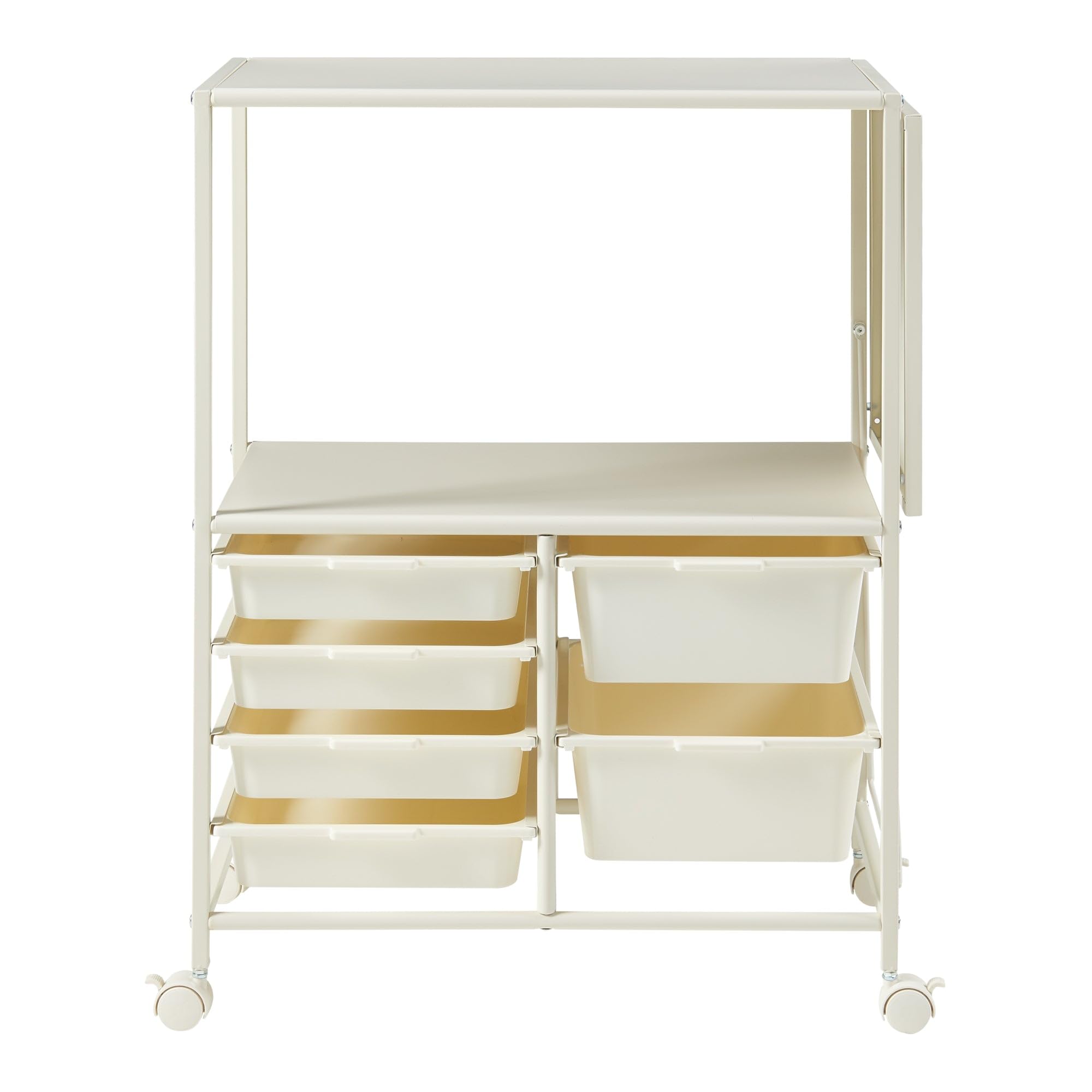 Carrello di servizio per cucina, soggiorno, mobile con 6 vassoi scorrevoli in acciaio, 100 x 37 x 85 cm, bianco 03_0009257