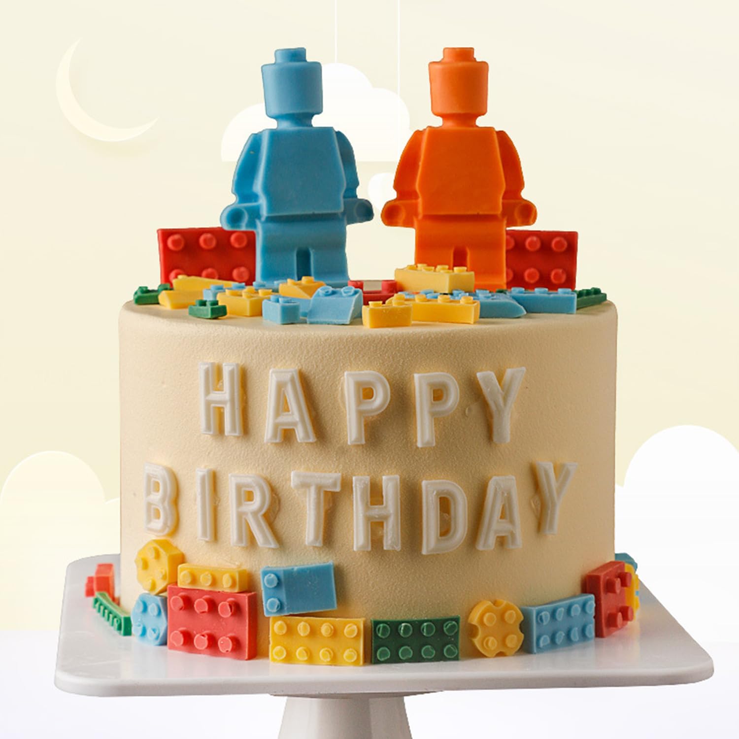 YXHZVON 4 pezzi Stampi per Robot, Stampi in Silicone per Mattoni da Costruzione, Stampi per Caramelle Antiaderenti, per Dolci, Gelatina, Biscotti, Cioccolato, Decorazione Della Torta