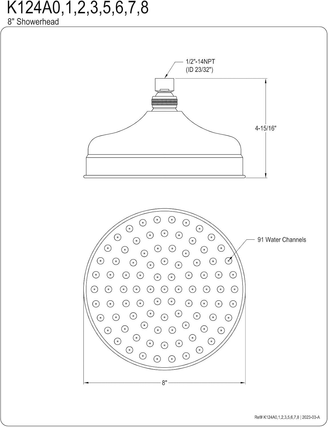Kingston Brass K124A1 Victorian Raindrop Showerhead, Polished Chrome