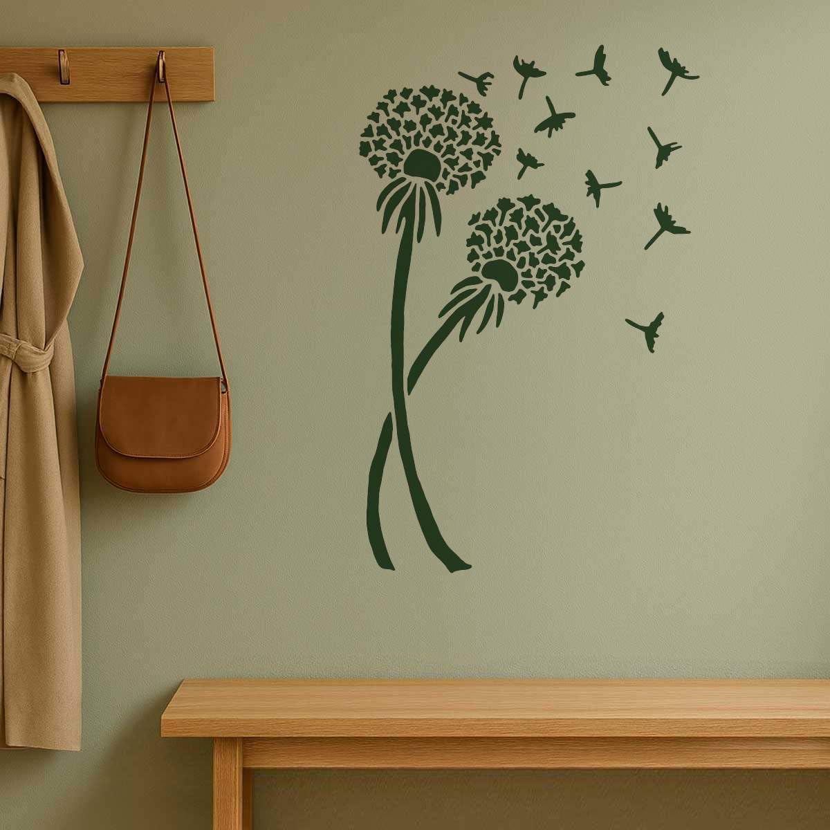 Azeeda 'Dandelions' Reusable Stencil – Durable Decorative Template for Painting and Spraying on Walls, Tiles, Wood, Fabric & Craft Projects - XXL (A2) (WS00018282)