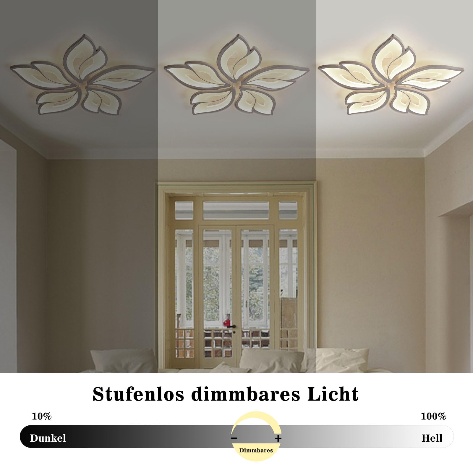 Sky angle Plafoniera LED Soffittocon ALEXA e Google Home, Lampada da Soffitto Moderna Design a Petalo Elegante per Soggiorno Camera da Letto Sala da Pranzo Bagno (Diametro 63cm)