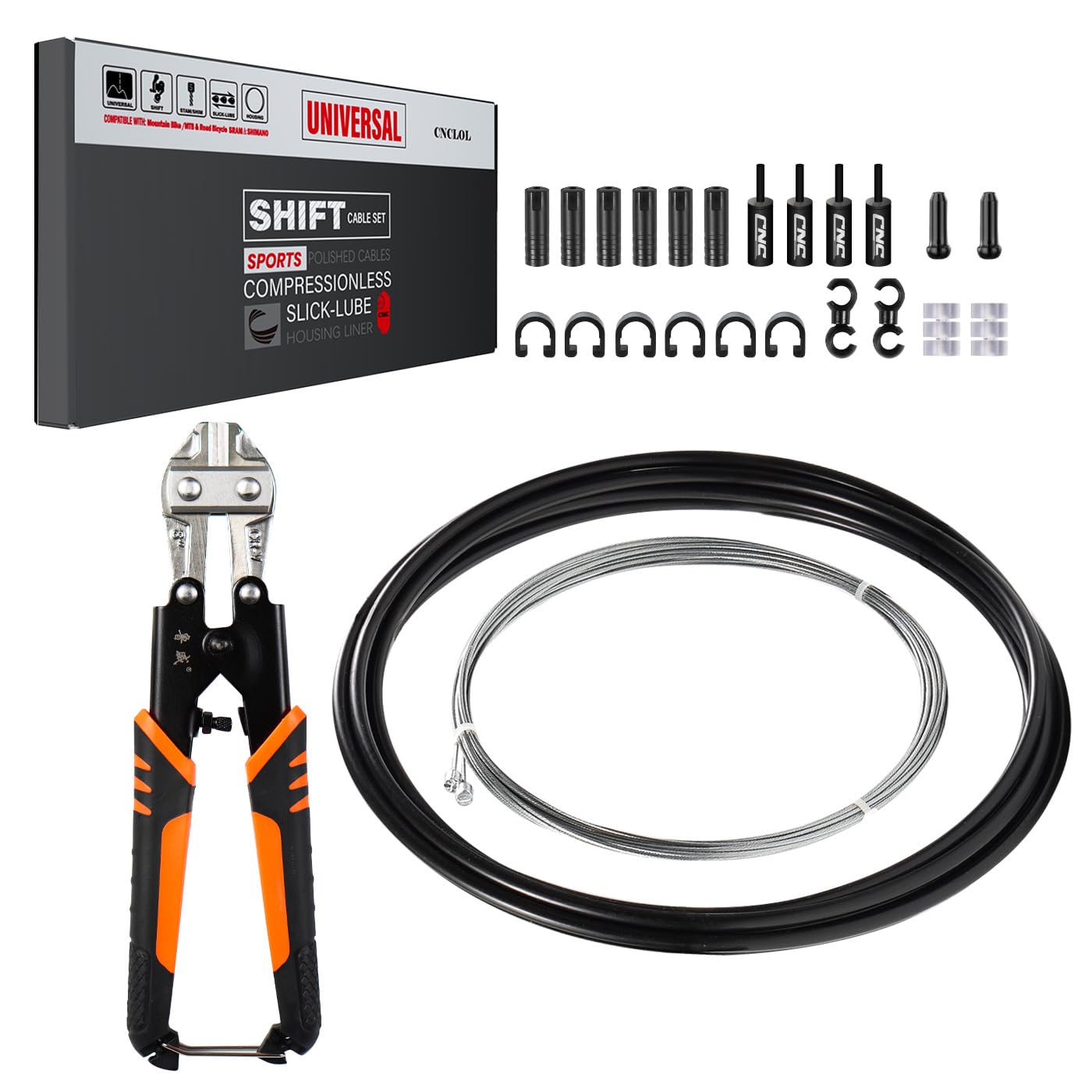 Fahrrad Schaltzug für Shimano/Sram,Fahrrad Schaltkabel mit Kabelschere Set-Universal Fahrrad Schaltseil 2800mm Mit Öl Schlauch 3500mm Schaltzugset für Rennrad, MTB, Citybike und andere.