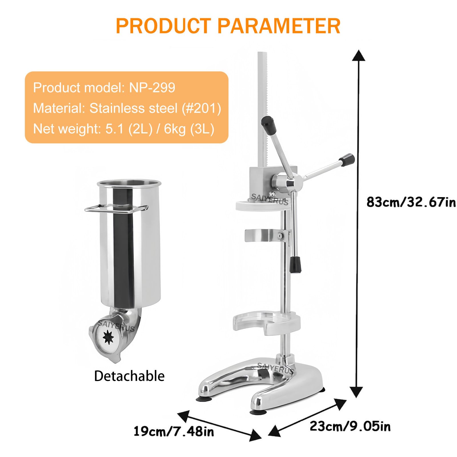 Máquina para Hacer Churros Verticales Españoles de 2 L y 3 L, Resistente, Manual, con 5 Boquillas, para Restaurantes y Panaderías, Equipo para Aperitivos,2L