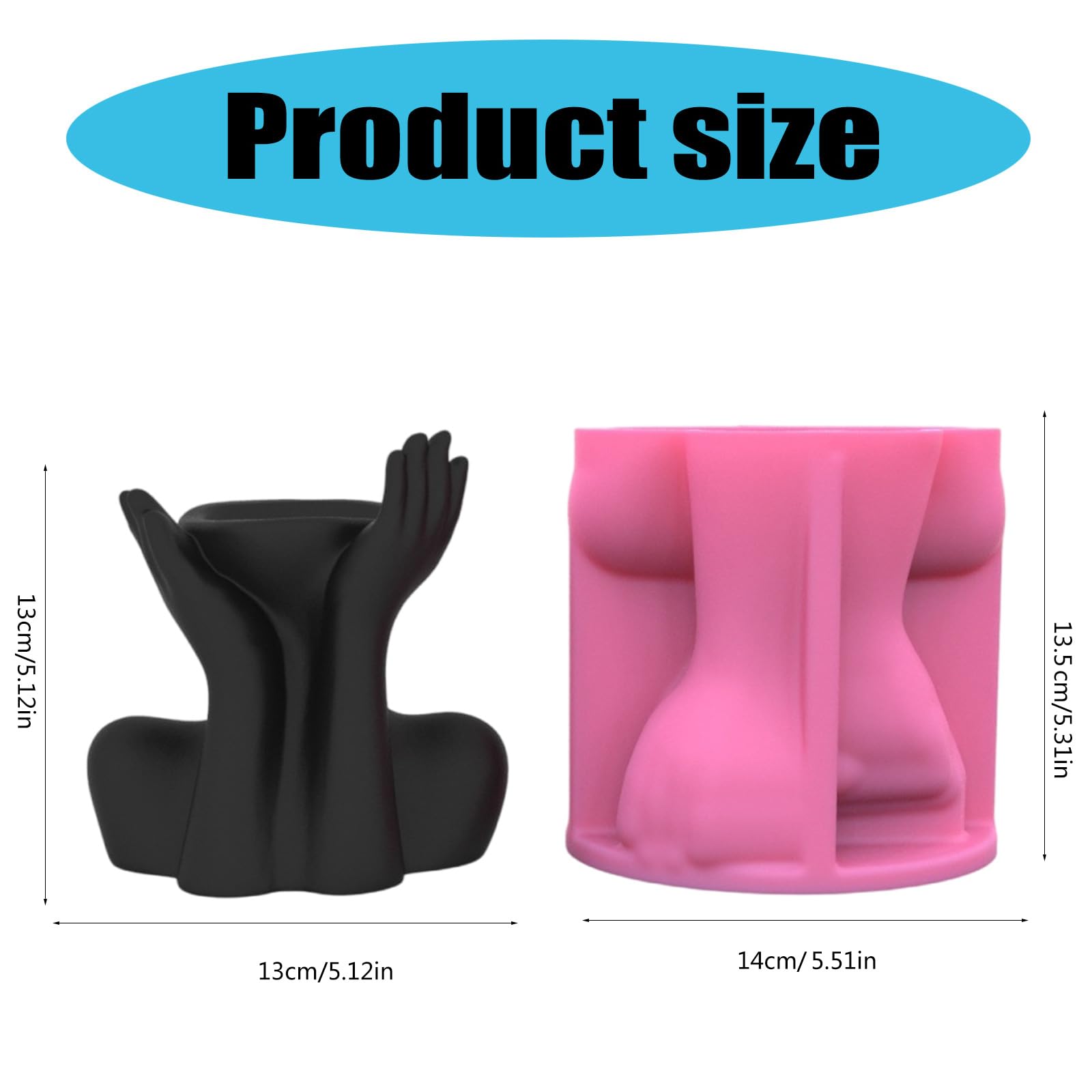 Molde de silicona para manualidades, jarrón de silicona con forma de cuerpo humano para resina epoxi, macetas de silicona para el hogar