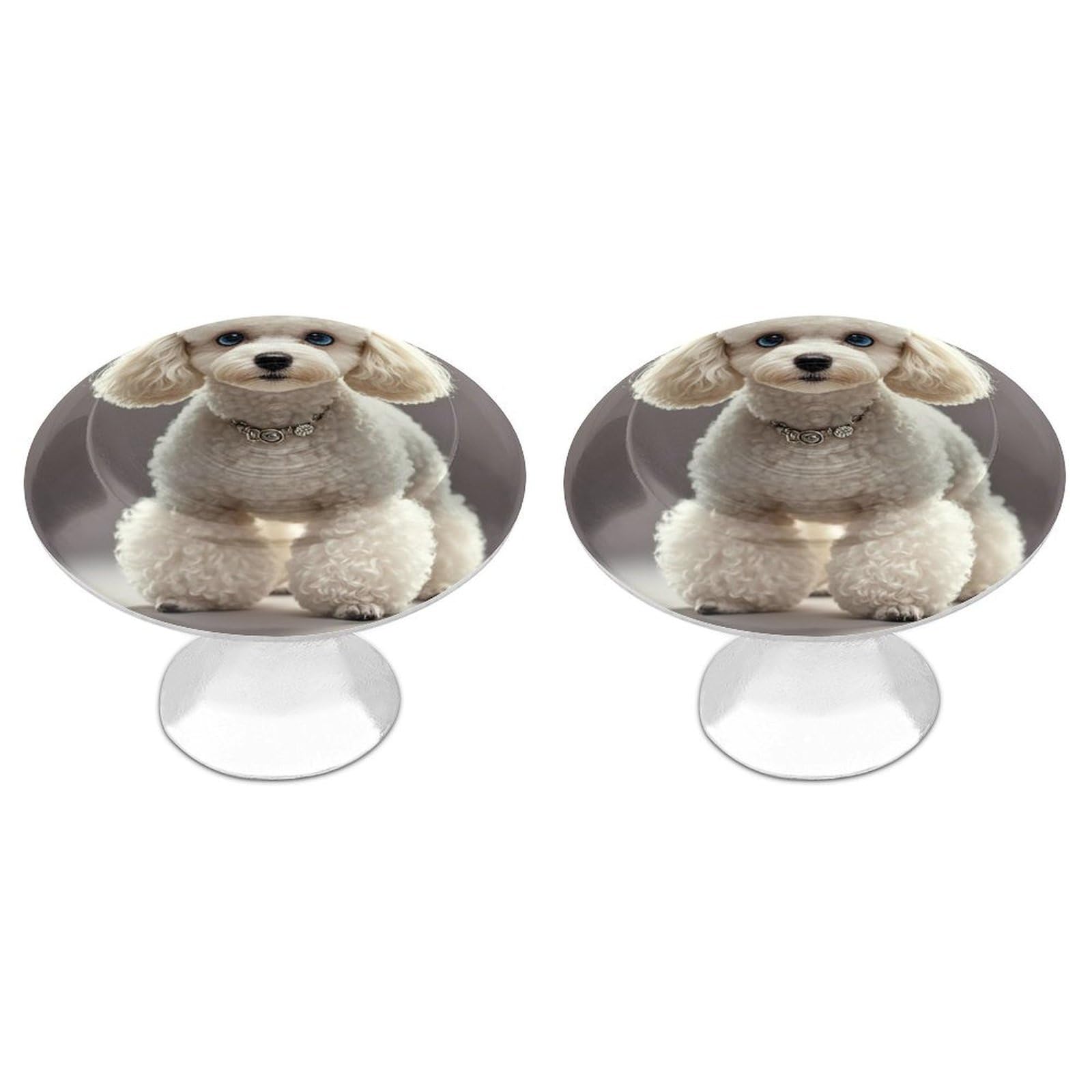 FekiLoot Poodle Cabinet Knobs 2 Pack Stainless Steel Round Dresser Drawer Knobs Kitchen Drawer Hardware Dresser Knob Closet Door Pulls Cabinet Handles for Cupboard Drawer Pulls