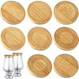 8 Pieces Bamboo Whiskey Glass Lids Tasting Glassware Personalized Wooden Lid Airtight Wooden Lid...
