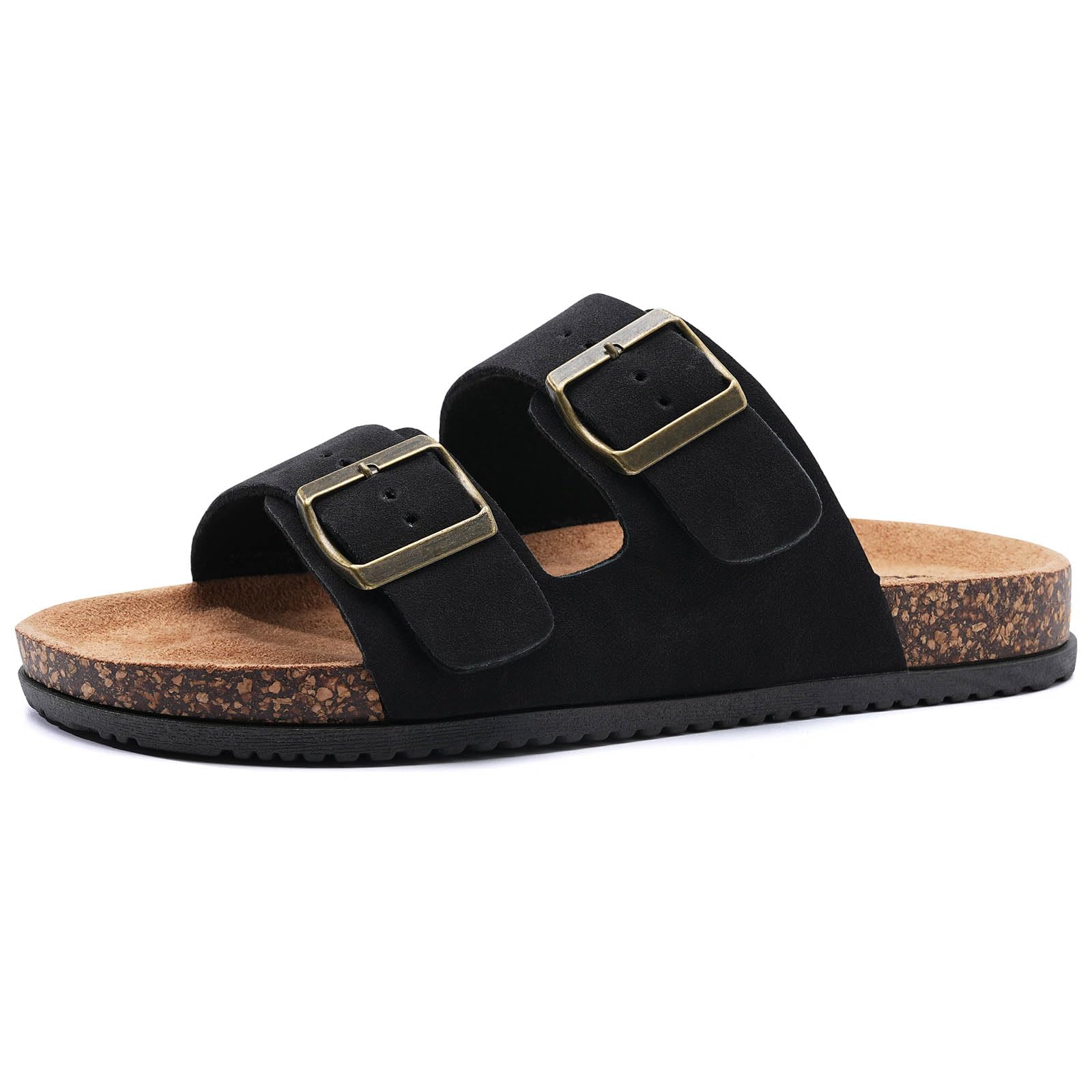 GETOEU Arch Support Footbed Sandals for Women & Men, Adjustable Double Buckle Comfort Sandals, Cork-Style Cushioned Sole, Casual Walking Slides for Everyday Wear