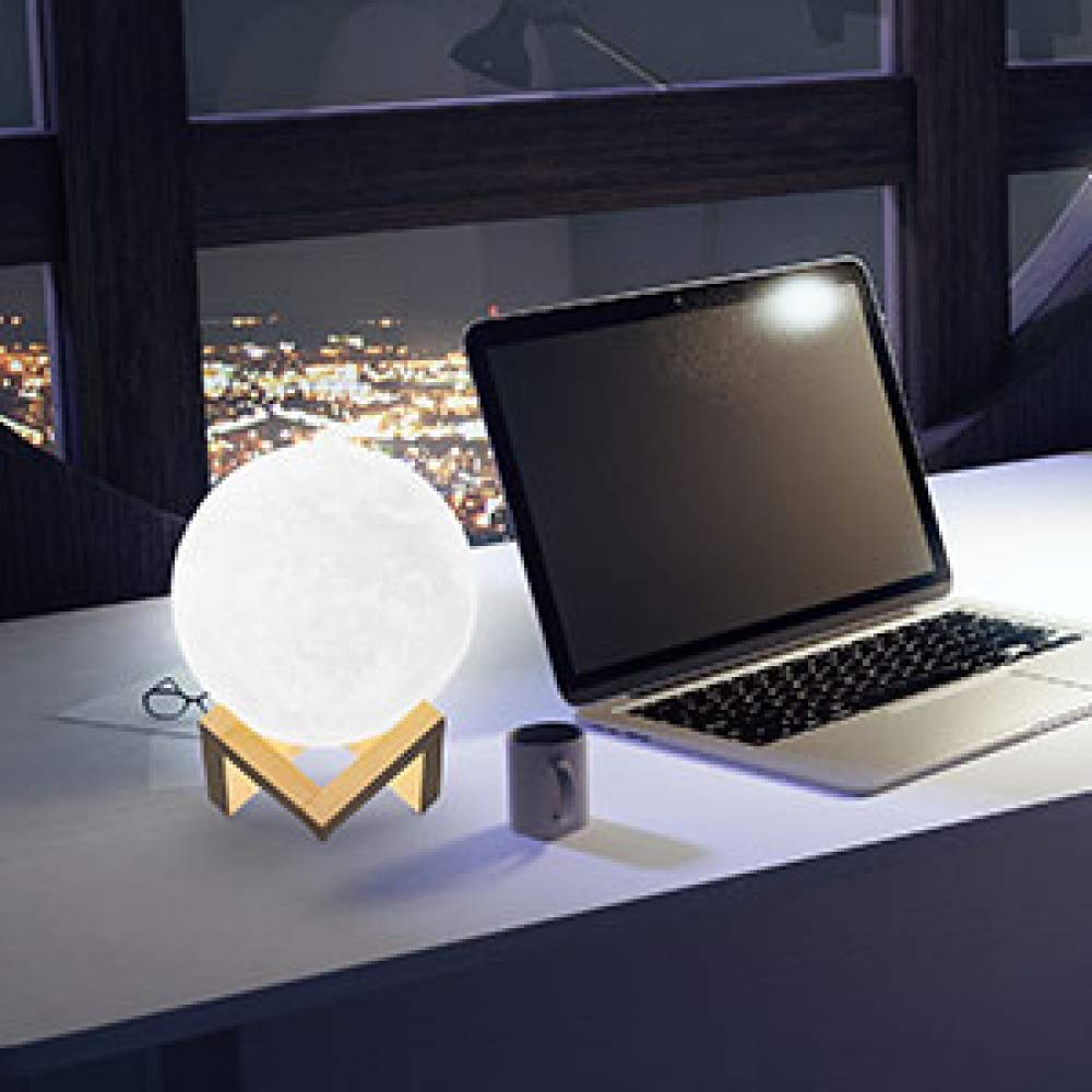 Lámpara De Luna Luz De Noche Para Bebé Impreso En 3D Luz De Luna Carga Usb Blanco Frío Amarillo Cálido, Adecuado Para Decoración De Habitaciones Luces Suaves, Control De Sensor Táctil