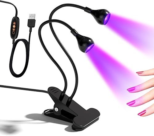 mlogiroa Mini luz UV para uñas, lámpara de uñas LED UV, lámpara de uñas portátil de cuello de cisne de 4 engranajes, secado rápido, secador de uñas