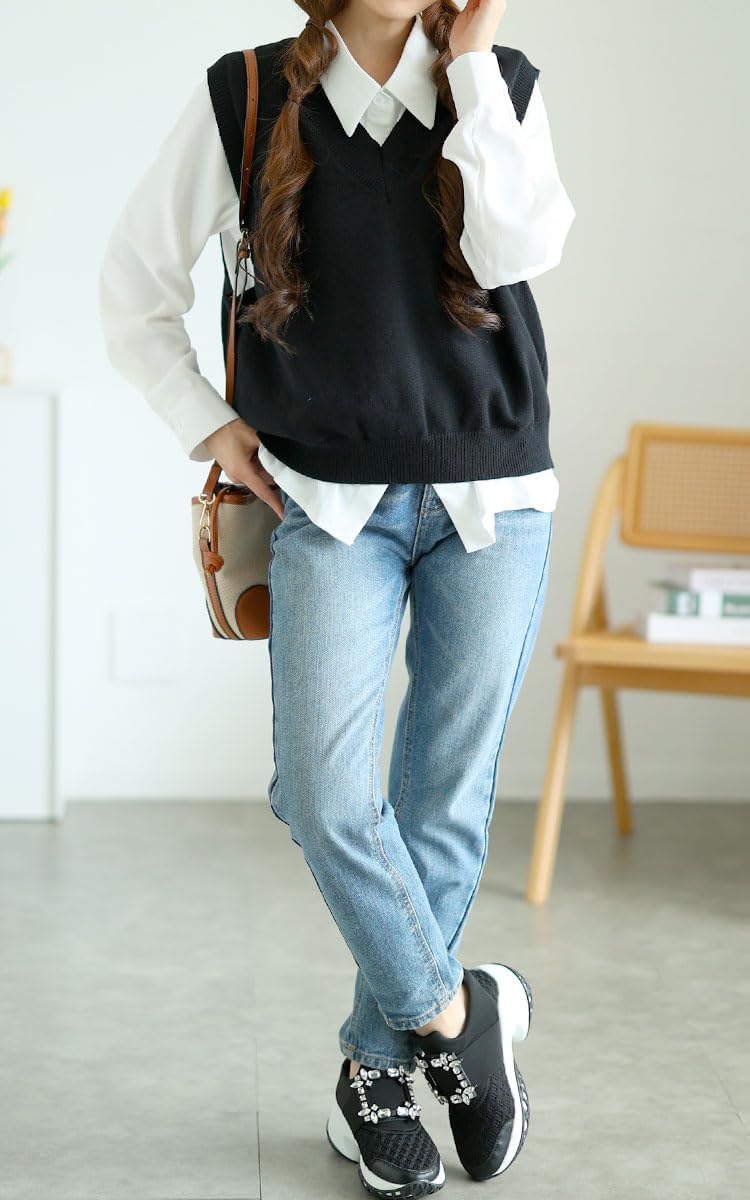 [ゴールドジャパン] 大きいサイズ レディース トップス シャツ ベスト セット 2点セット アンサンブル 長袖 ニット レイヤード