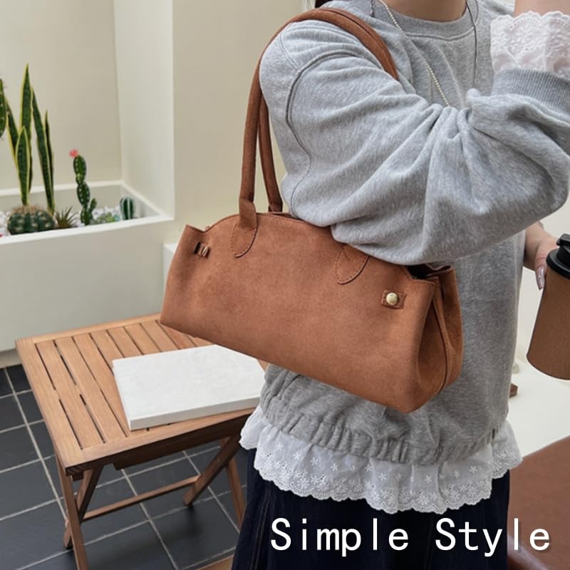 Faux Suede Top Handle Hobo Handbag, Casual Vintage Underarm Bags, Large Capacity Trendy Classic Shoulder Bag for Women4