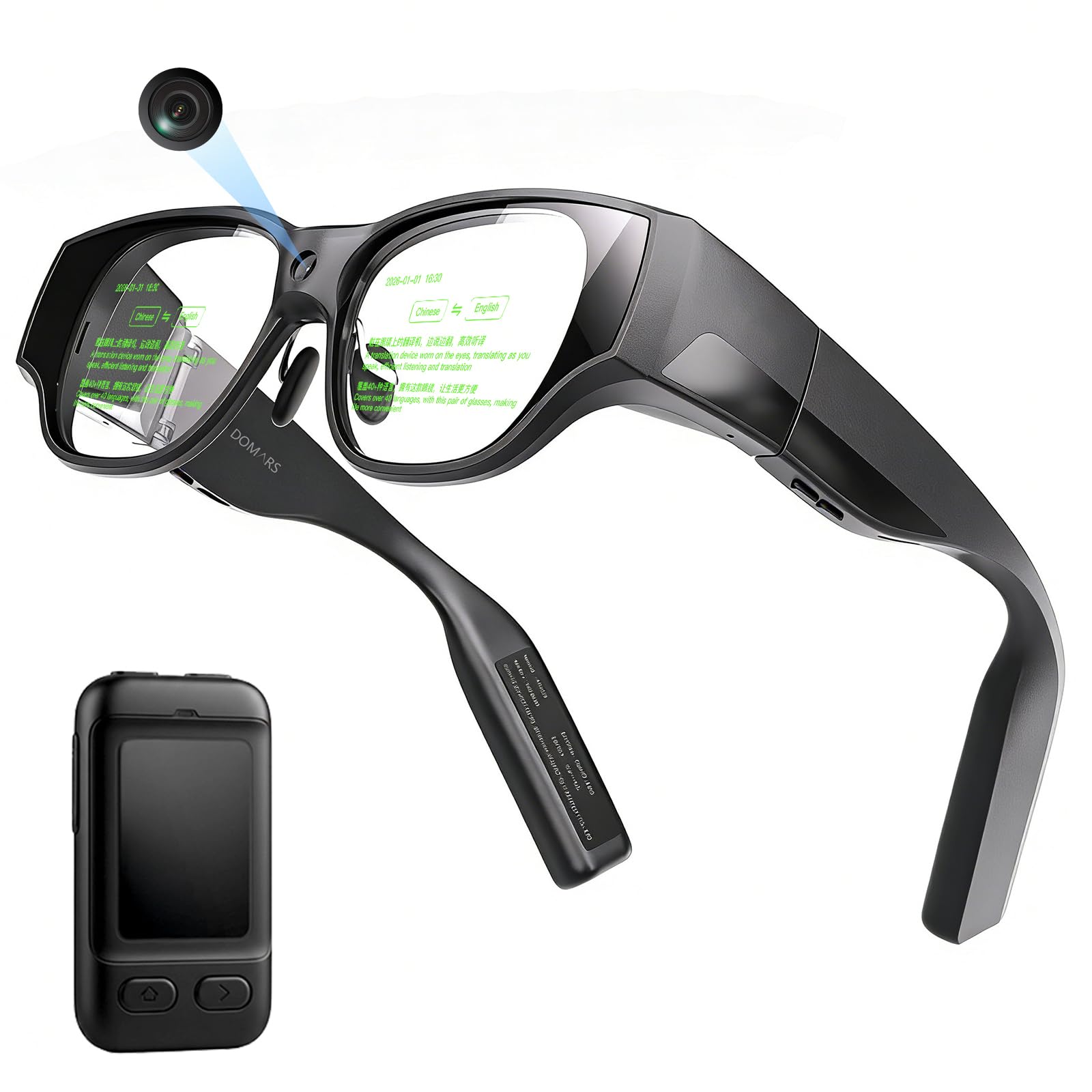 Occhiali Intelligente AR con Display,Schermo Virtuale Micro-OLED da 1080p e 150 Pollici,Occhiali Intelligenti con IA Schermo Integrato,Bluetooth per Gaming,Video da Uomo Donna (senza anello)