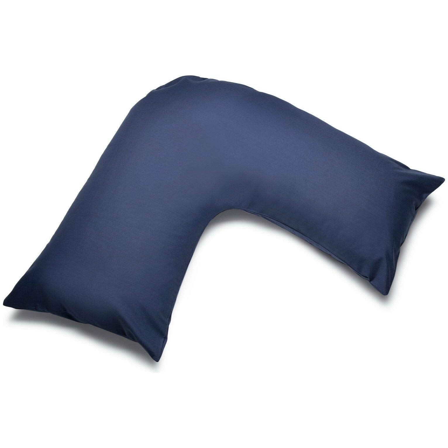 Belledorm Blue V shaped pillow case cover with poppers - 200 thread count percale - pregnancy maternity orthopaedic support nursing (Navy)