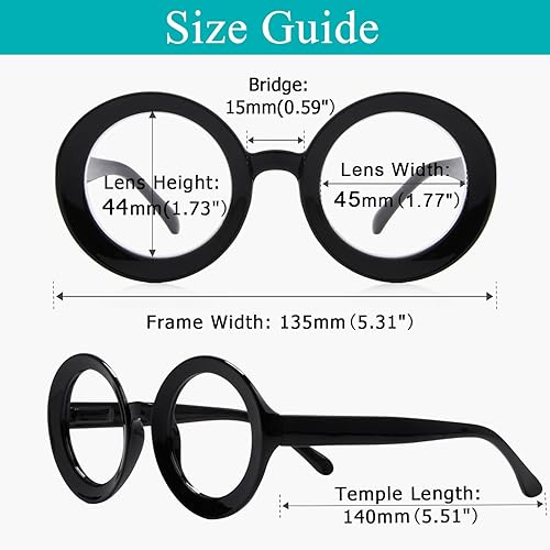 Miniatura 4 de LUR Gafas de lectura redondas de gran tamaño para mujer, paquete de 4 unidades, marco grande + 2.75 Paquete de 4 colores variados.,Paquete de 6