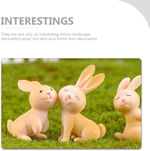 Miniatura 2 de Happyyami Juguetes de herramientas, 10 unidades, mini figuras de conejito de Pascua, estatua de conejo de resina, bonita figura de conejo de Pascua,