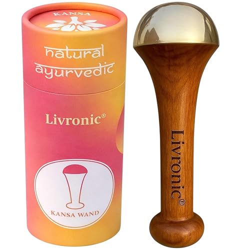 Livronicยฎ Kansa Wand Massager for face,Body & Foot| Kansa Vati Foot Massager with Teak Wooden Handle | 100% Bronze Kasa/Kasya Vati |Ayurvedic Kansya Wati for Body Wellness, Detox & Relaxation (4.5 cm Bronze Cup)