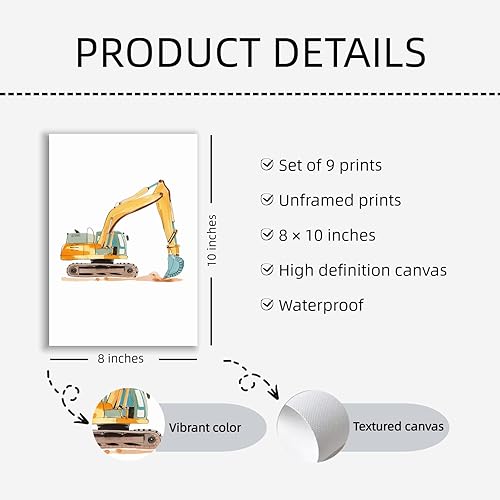 Miniatura 2 de Arte de pared de automóvil para habitación de niños pequeños, decoración de lienzo para construcción de pared, camión, transporte, póster de