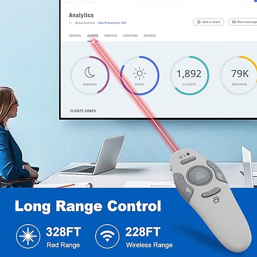 Vista 58 de QUI Presentation Clicker - Clicker remoto inalámbrico para presentación de PowerPoint, PowerPoint Slide Advancer para Mac/Windows/Linux, Google