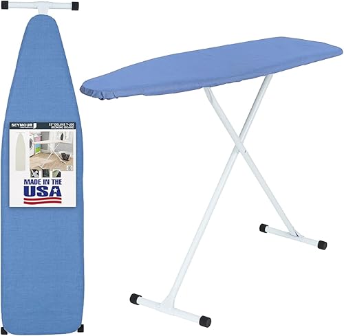 Miniatura 27 de Tabla de planchar de tamaño completo fabricada en EE. UU. - Beige de Seymour Home Products 4 patas de acero resistentes Parte superior perforada