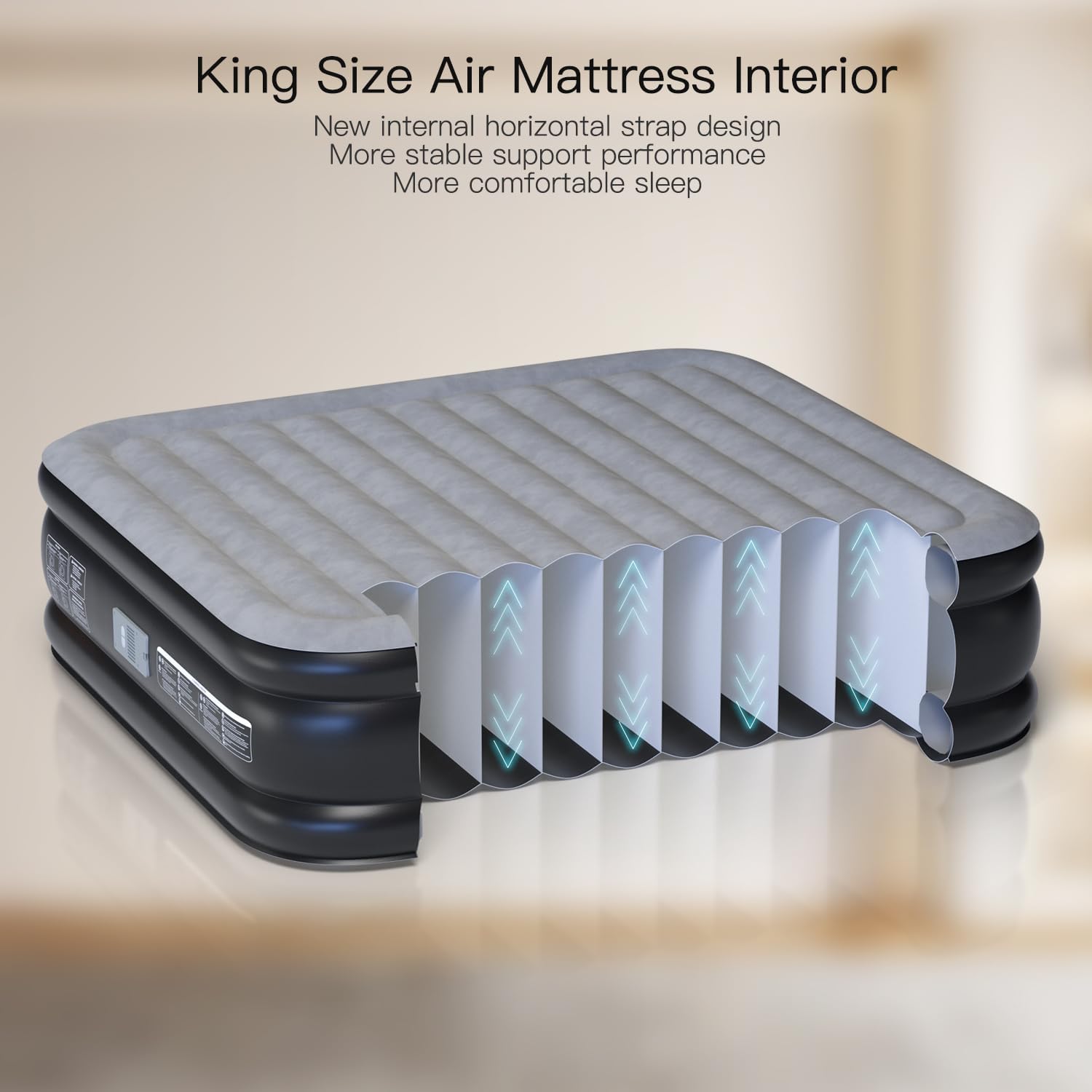 King Air Mattress 20 Inches High King Air Bed Mattress with Built in Pump 1 Button to Start Inflate Deflate 3 Mins Fast Self Inflating Air Mattress Suitable Indoor Outdoor