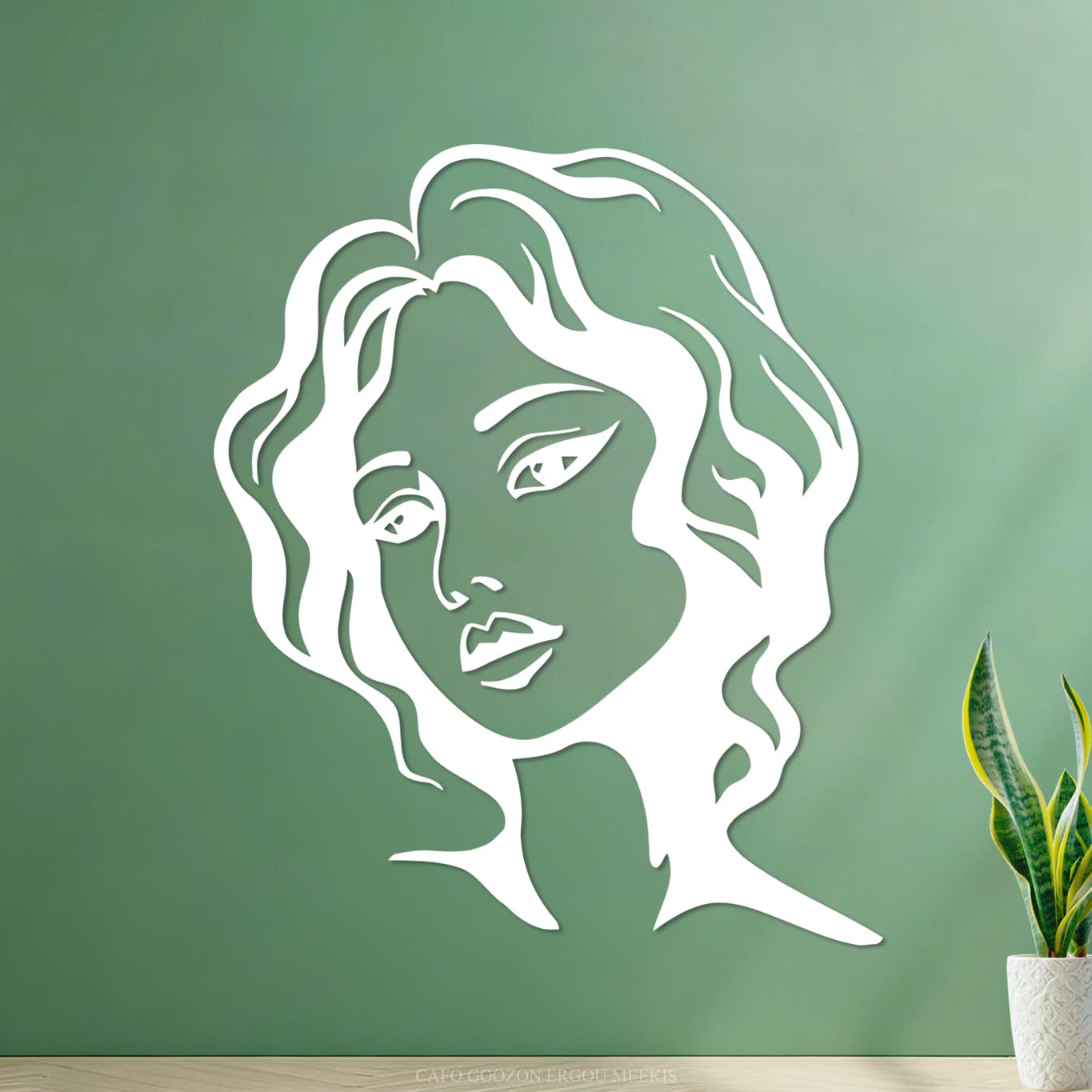Wall Vinyl Sticker Decor Female Face Hot Appeal Hair Beauty Salon 51x61.1cm It Won't Fall Off White