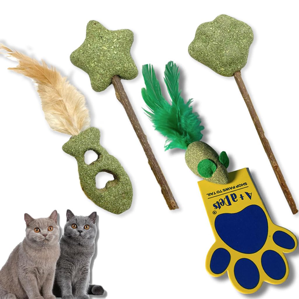 A+a Pets Set of 4, Natural Catnip Toy - Dental Hygiene | Interactive Game Playful Entertainment for Kittens and Cats | Chew Mint Toy (B0CW9V56SW) Amazon Price History, Amazon Price Tracker
