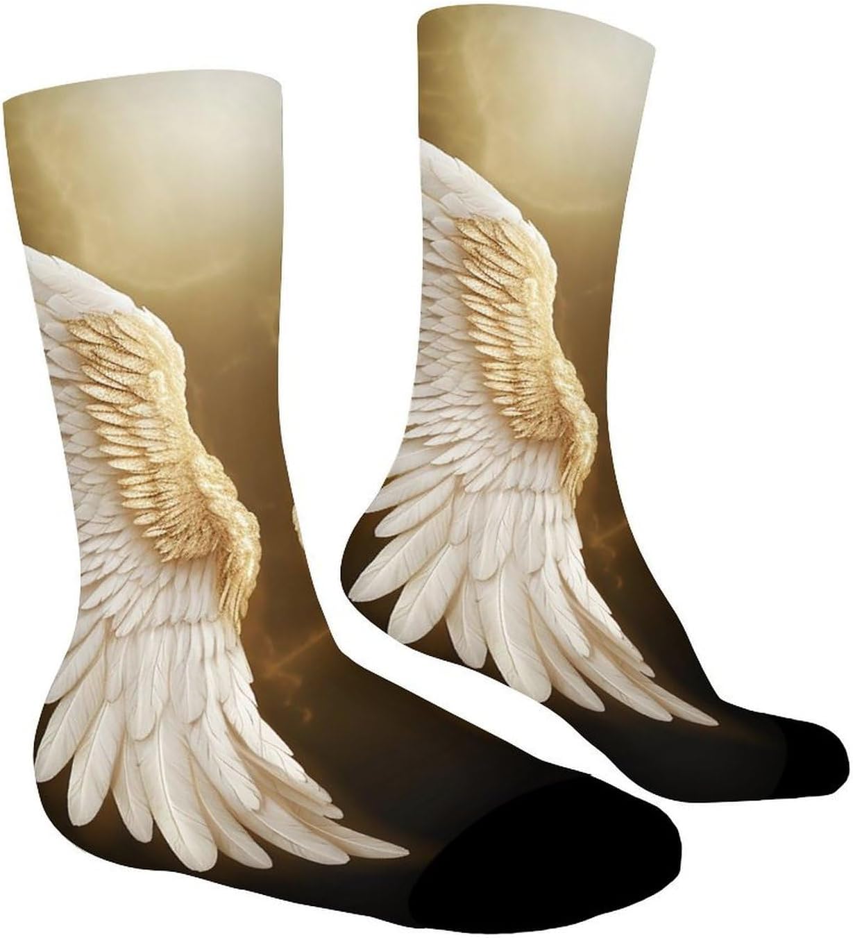 Breathable Sports Socks, Moisture Wicking, Lightweight Crew Socks | Angel Wing Athletic Calf Socks for Women Men, Casual, Anti-Slip, Multifunctional Work Socks